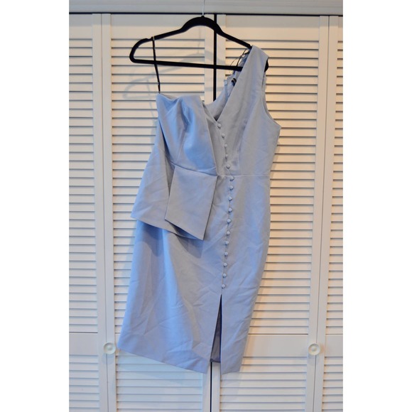 Lavish Alice Origami One-Shoulder Midi Dress Blue Midi Dress | Size 12 - Picture 3 of 9